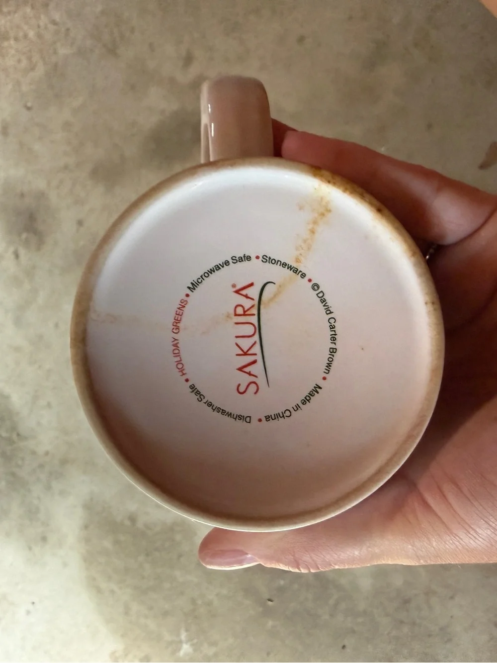 Sakura Holiday Mistletoe Ceramic Bowl and Mug Set in Red and Green